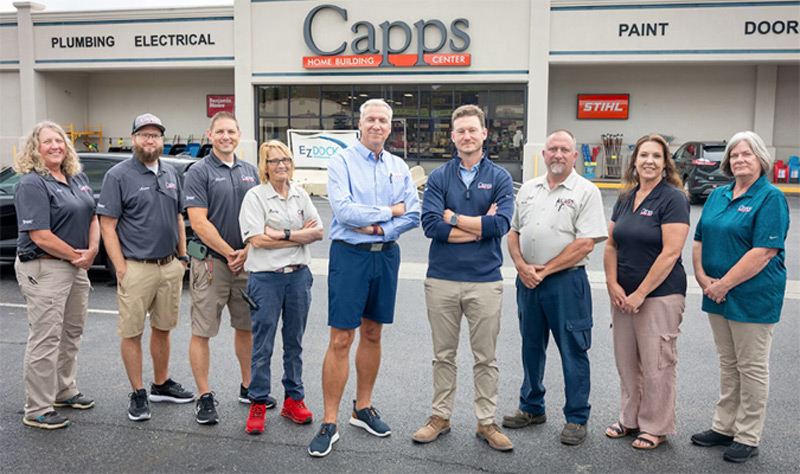 staff members standing outside of Capps Home Building Center